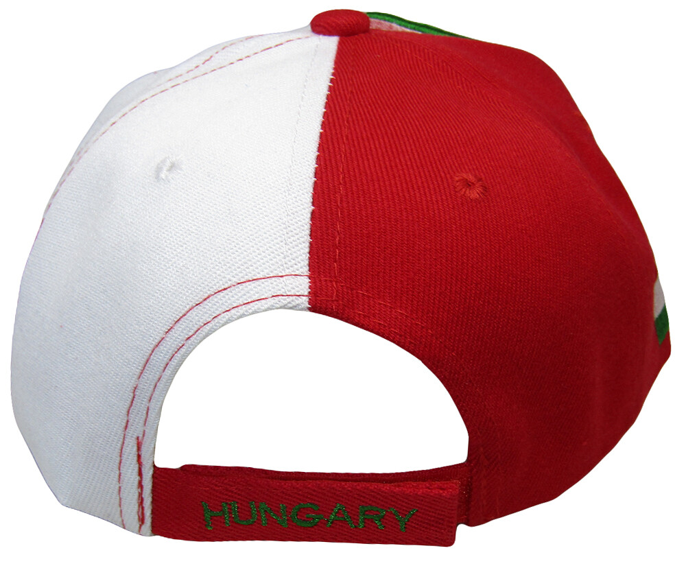 Hungary Country Green Red White Letter 3-D Patch On Side Embroidered Hat Cap