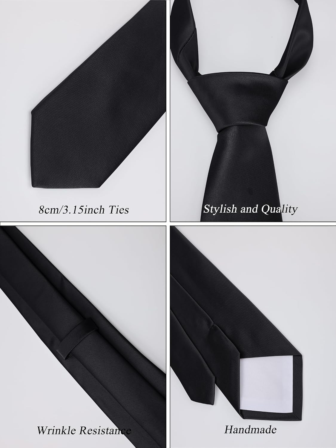 Forony Mens Necktie Solid Pure Color Plain Ties Formal for Men 3.15”（8 CM） f…