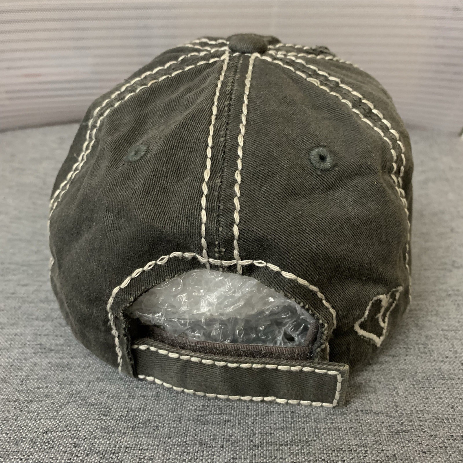 Kbethos Cap Strap Back Distressed Gray BLESSED Leopard Patch Embroidered Hat