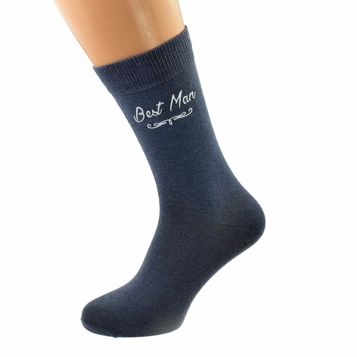 Ash Grey Script Text Design Wedding Mens Socks X6N819