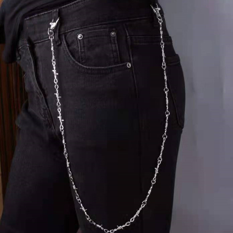 Style 22″ Silver Chrome Barb Wire Knot Biker Trucker Jean Wallet Key Chain