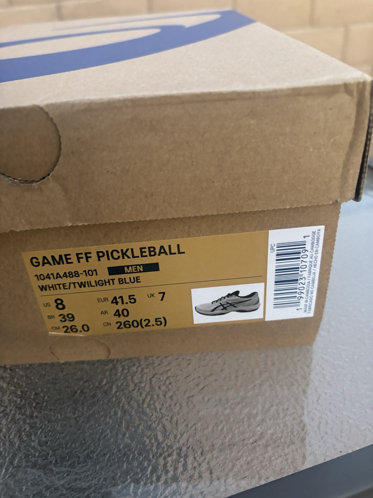 ASICS Game FF Pickleball Men’s Size 8 White/Twilight Blue 1041A488-101