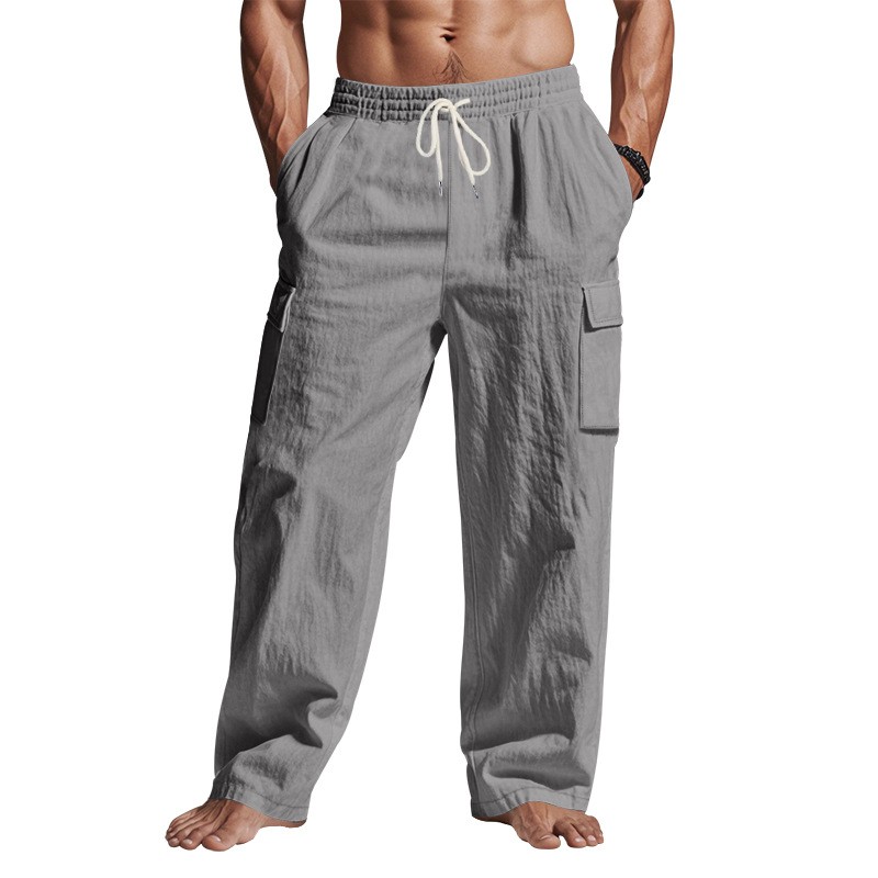 Spring Autumn Multi-Pocket Straight Leg Cargo Pants