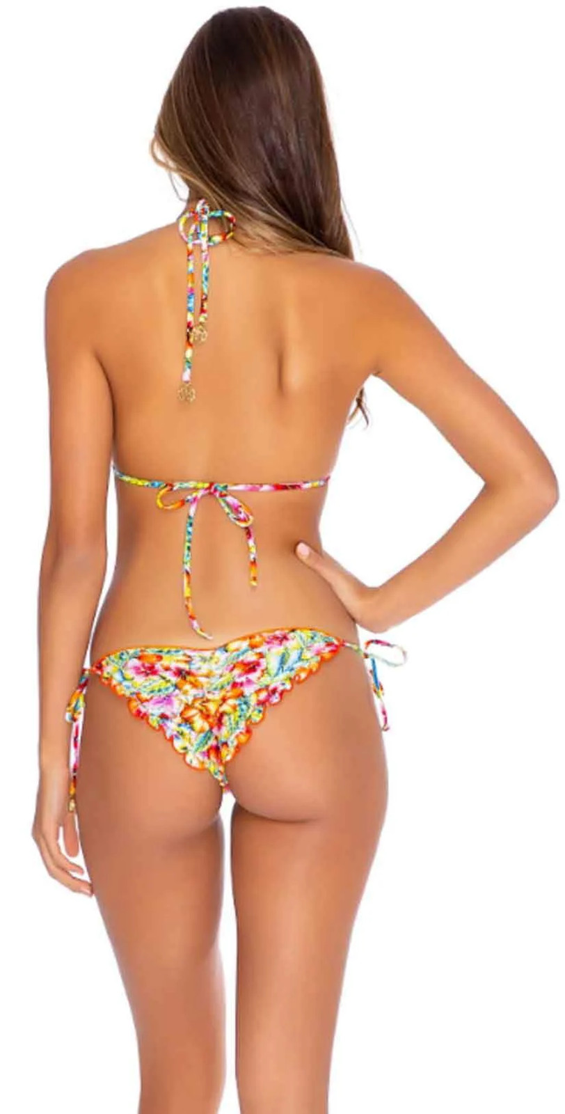 Luli Fama Wildflower Ruffle Triangle Bikini Top