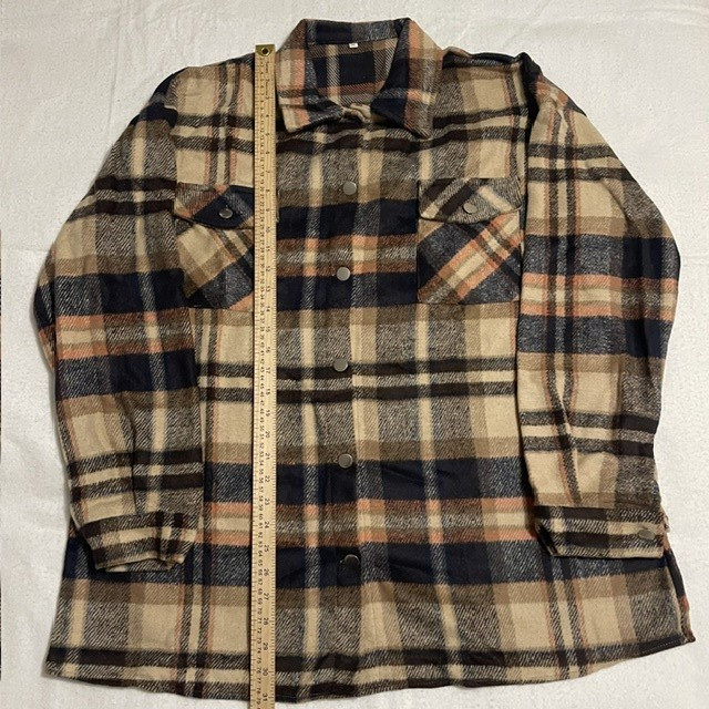 Women’s Black Orange Tan Button-Up Flannel Shirt Metallic Buttons Pockets Sz XXL