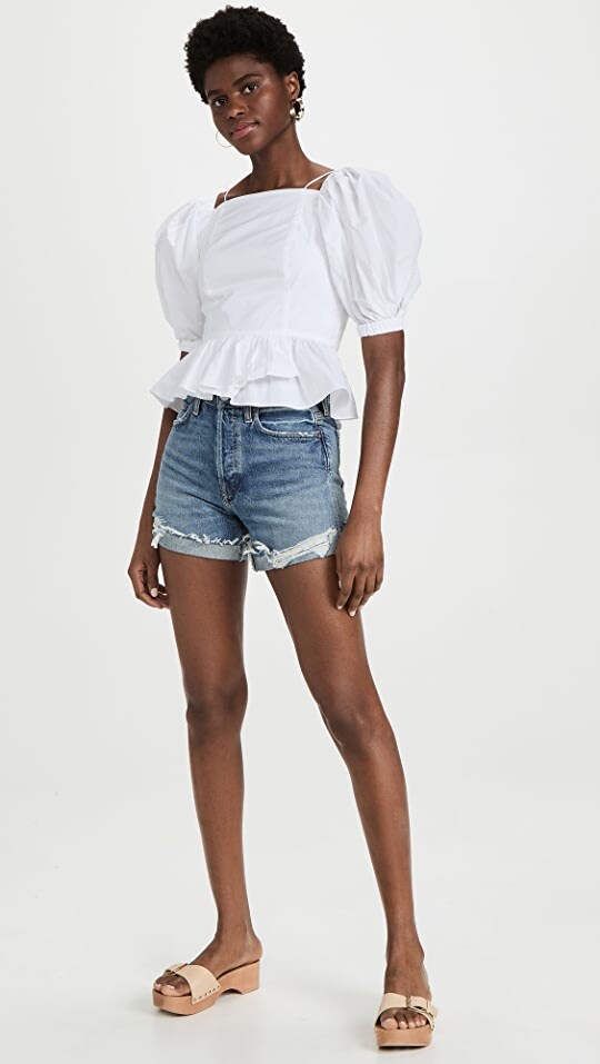 ULLA JOHNSON Women’s Carlotta Blouse In White Blanc