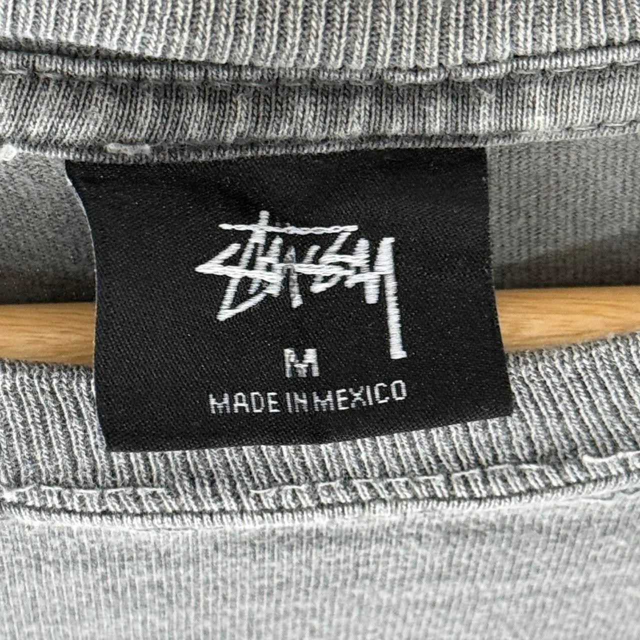 Stüssy Men’s Grey and Green T-shirt Size M