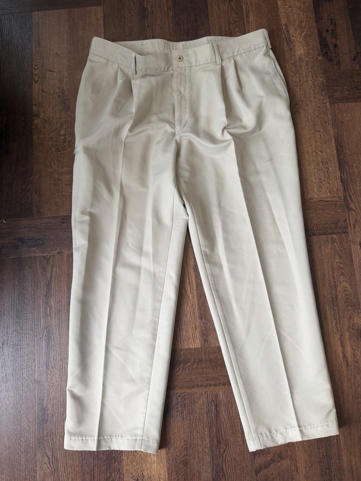 Savane Men’s 40×30 Khaki Pleated Twill Dress Pants Classic Fit