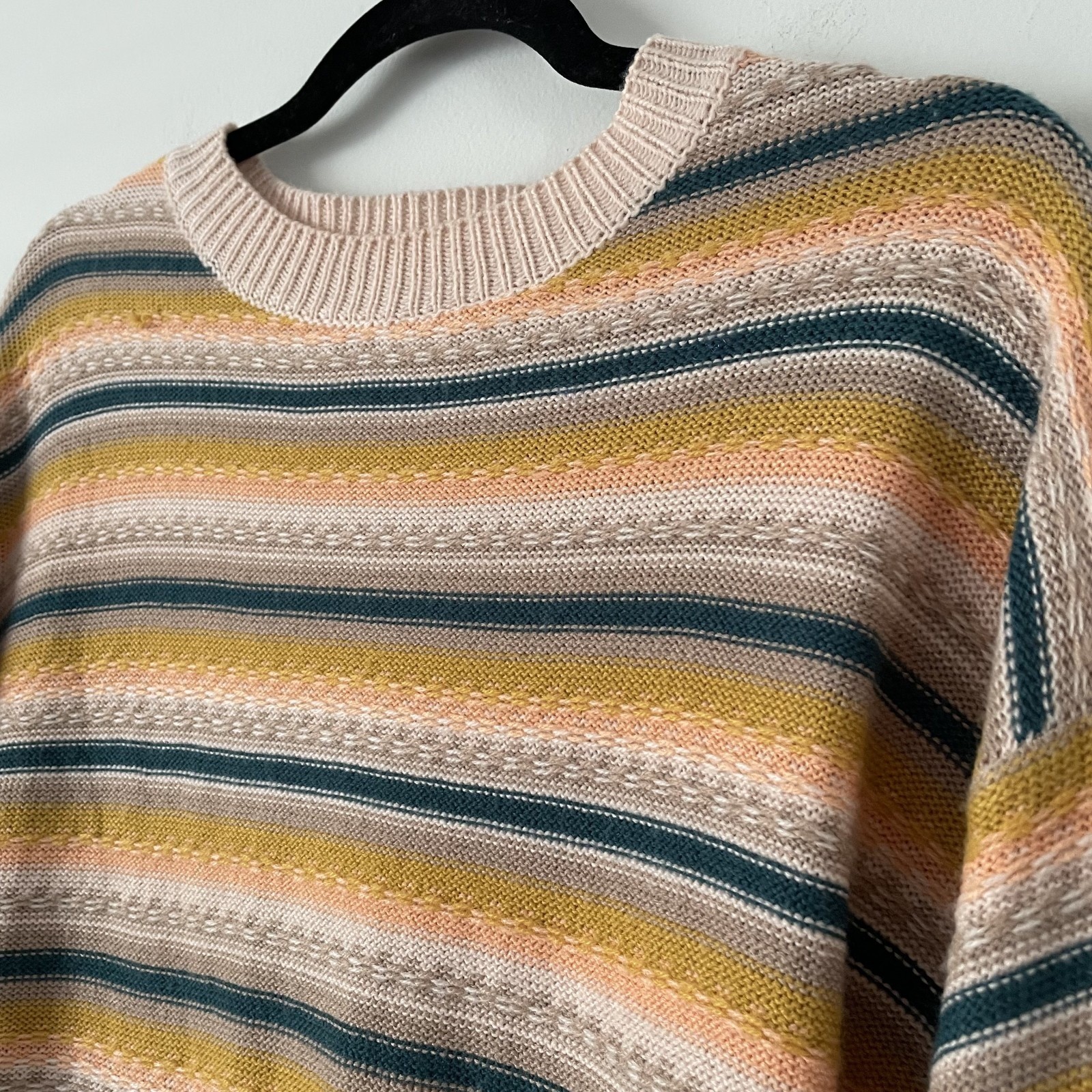 Easel Striped Oversized Slouchy Knit Sweater Size S Boho Casual Travel Lounge