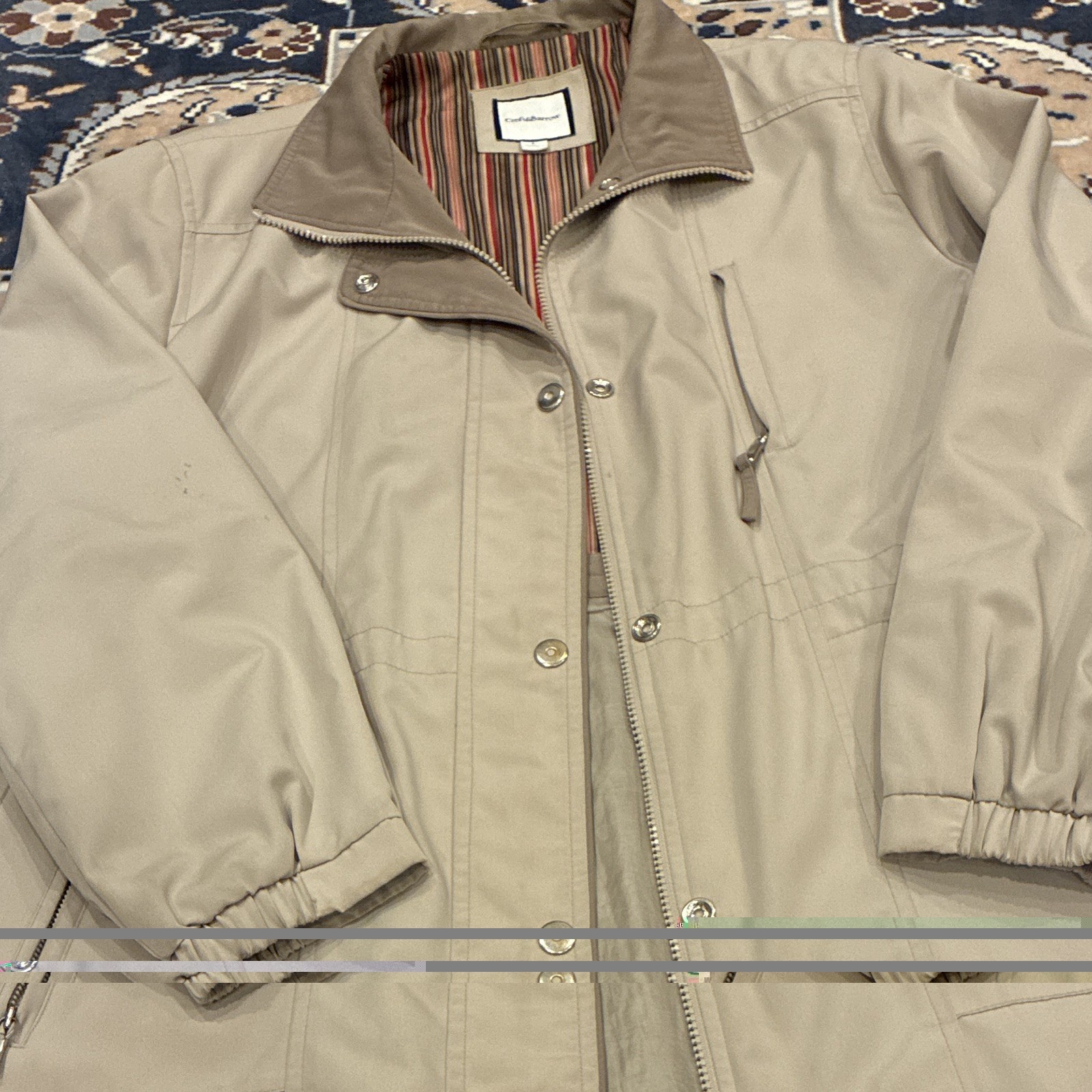 Croft & Barrow Women’s Beige Lined Mid-Length Jacket Full Zip Snap Pockets L