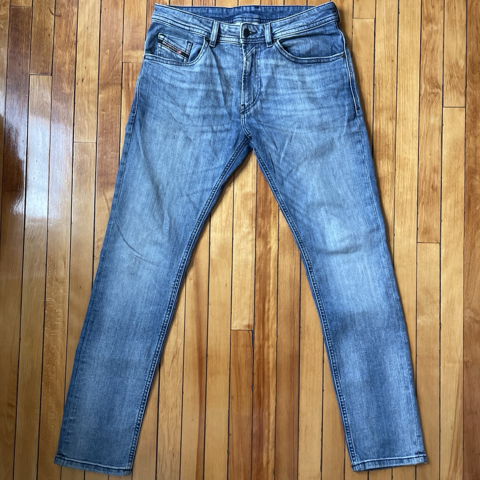 Diesel Thommer R Slim Fit Jeans Mens 30×32 Medium Wash Whiskered Blue Denim