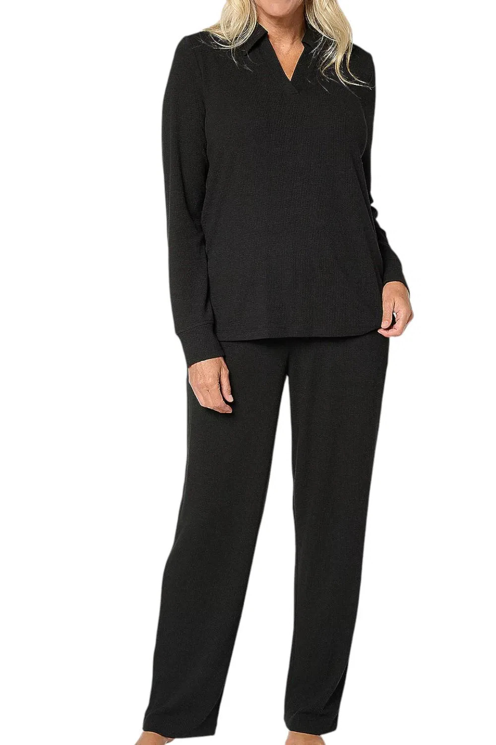 Cuddl Duds Women’s Soft Rib Lounge Set Black