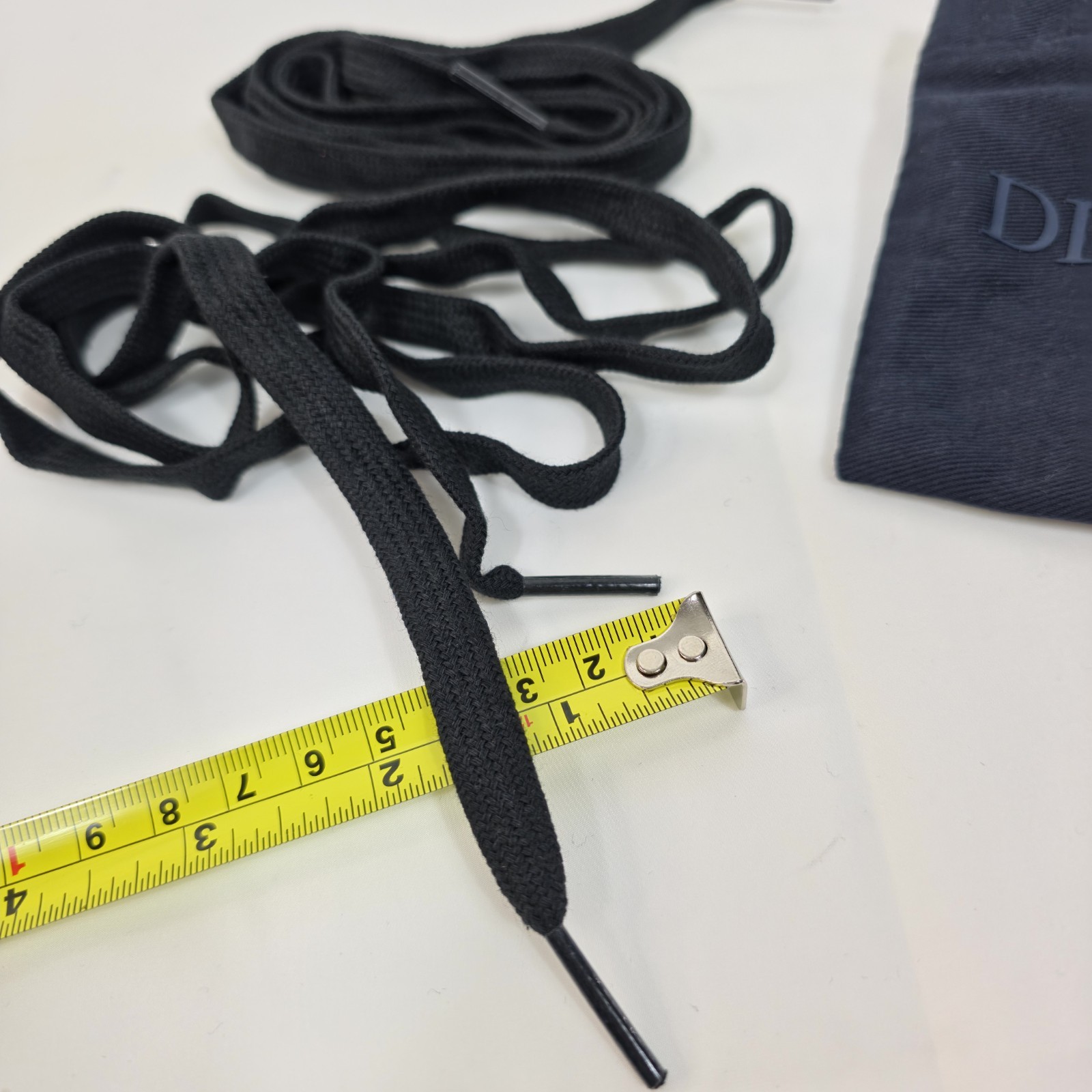 Dior Black Flat Shoelaces 58″ x 1cm Pair Wide Replacement Shoe Laces
