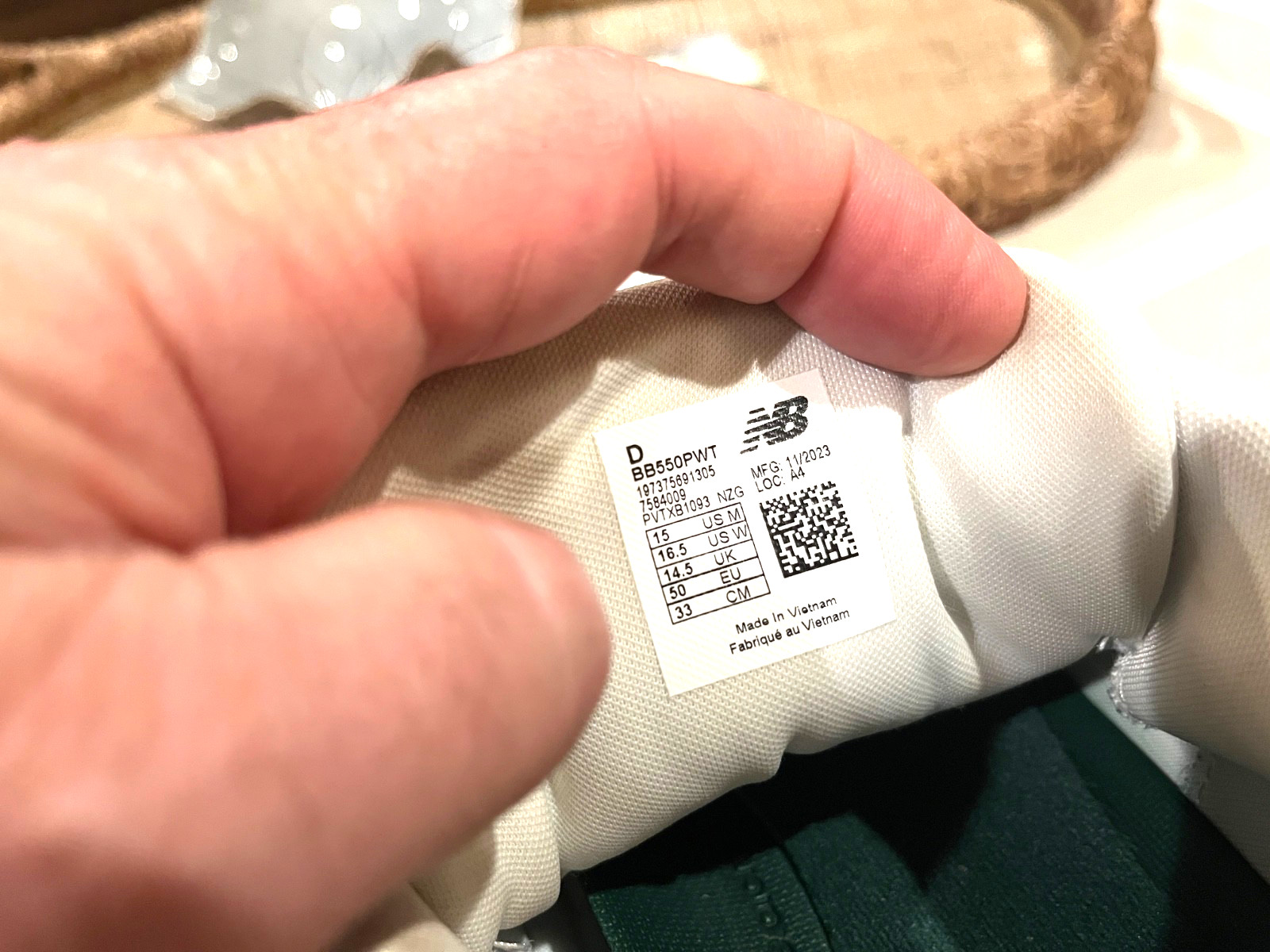 Size 15 – New Balance 550 White