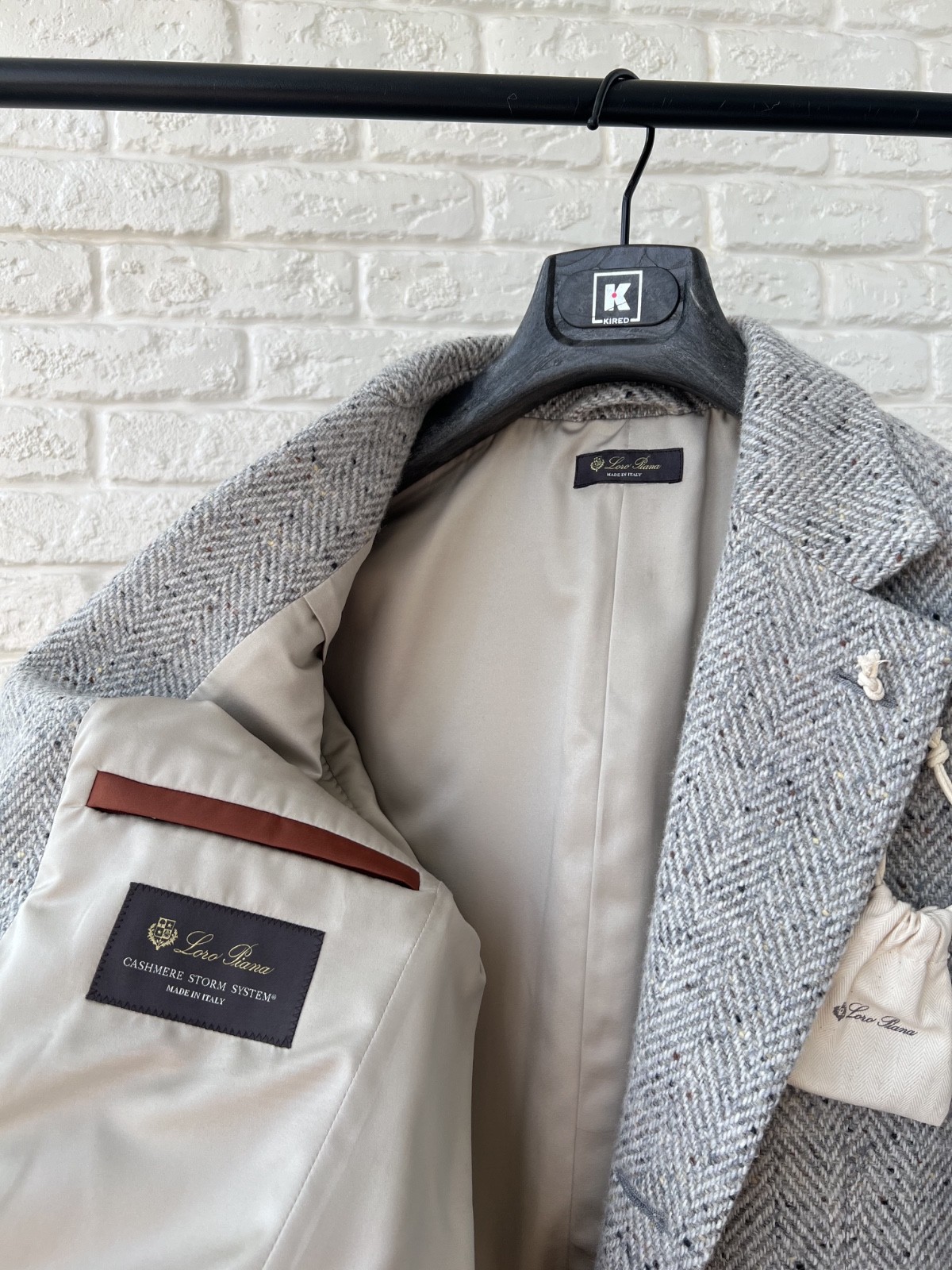 Loro Piana Martingala Cashmere Storm System Knit Gray Coat Jacket Men’s 50