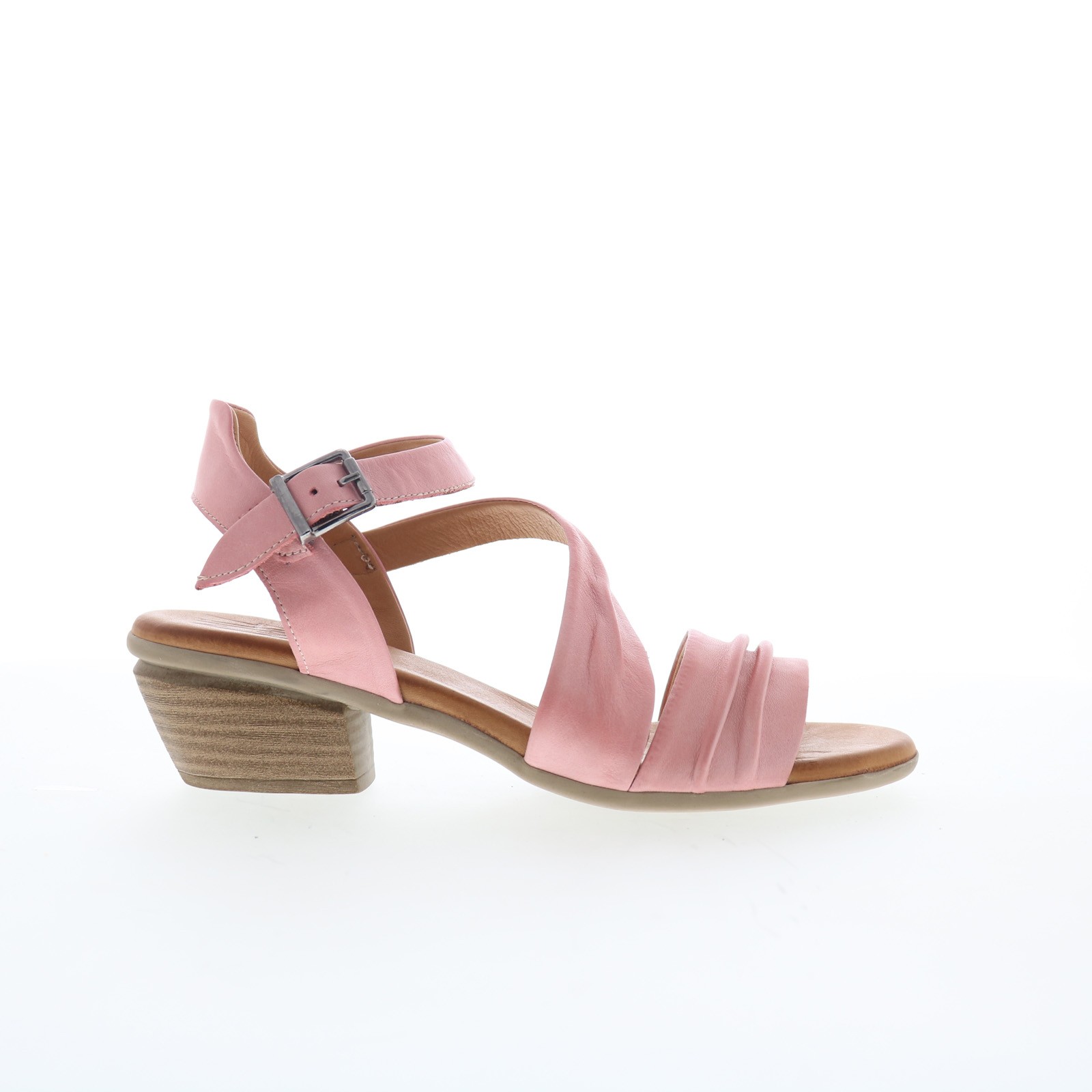 Miz Mooz Kailee Womens Pink Leather Hook & Loop Heeled Sandals Shoes