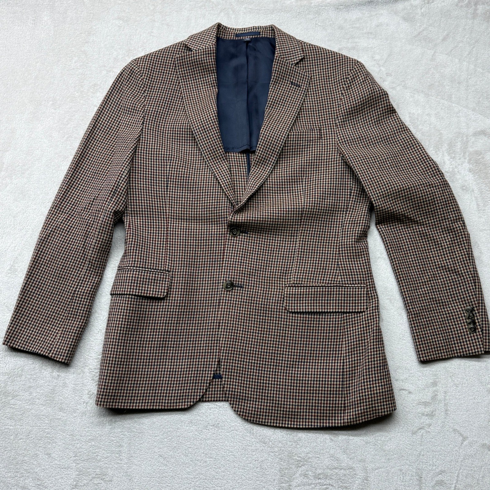 Jos. A. Bank Blazer Mens 40R Brown Houndstooth 1905 Collection Slim Fit Wool
