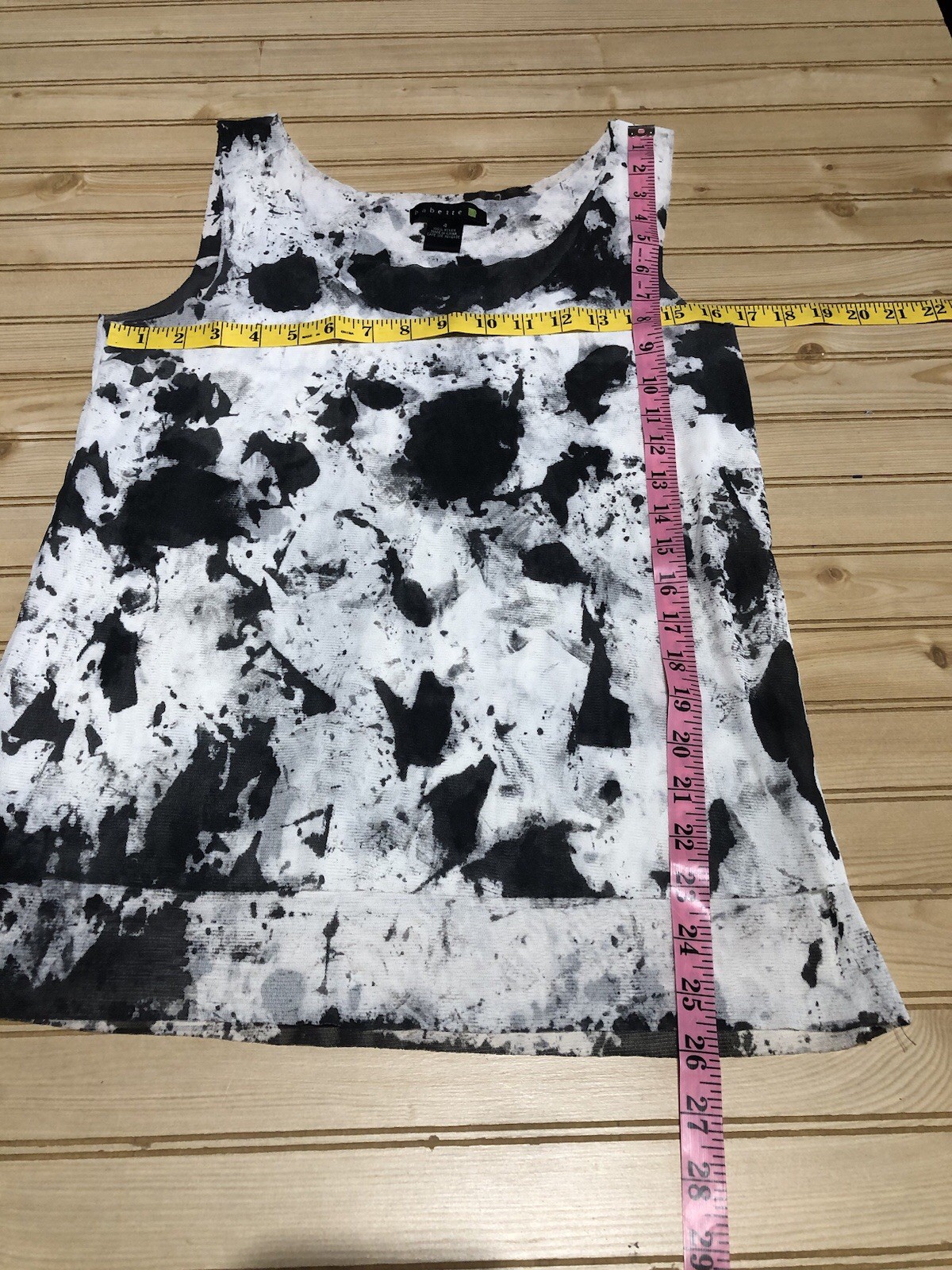 Babette Lined Mesh Black/White Paint Splat Bi-Level Tank Top Women’s 4
