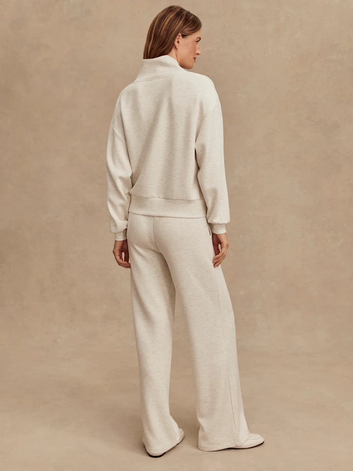 Varley The Wide Leg Pant 30″ in Ivory Marl, Size Medium