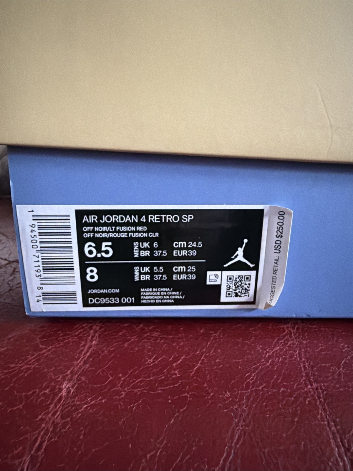 Preowned Air Jordan 4 RETRO SP DC9533 001 Men’s 6.5
