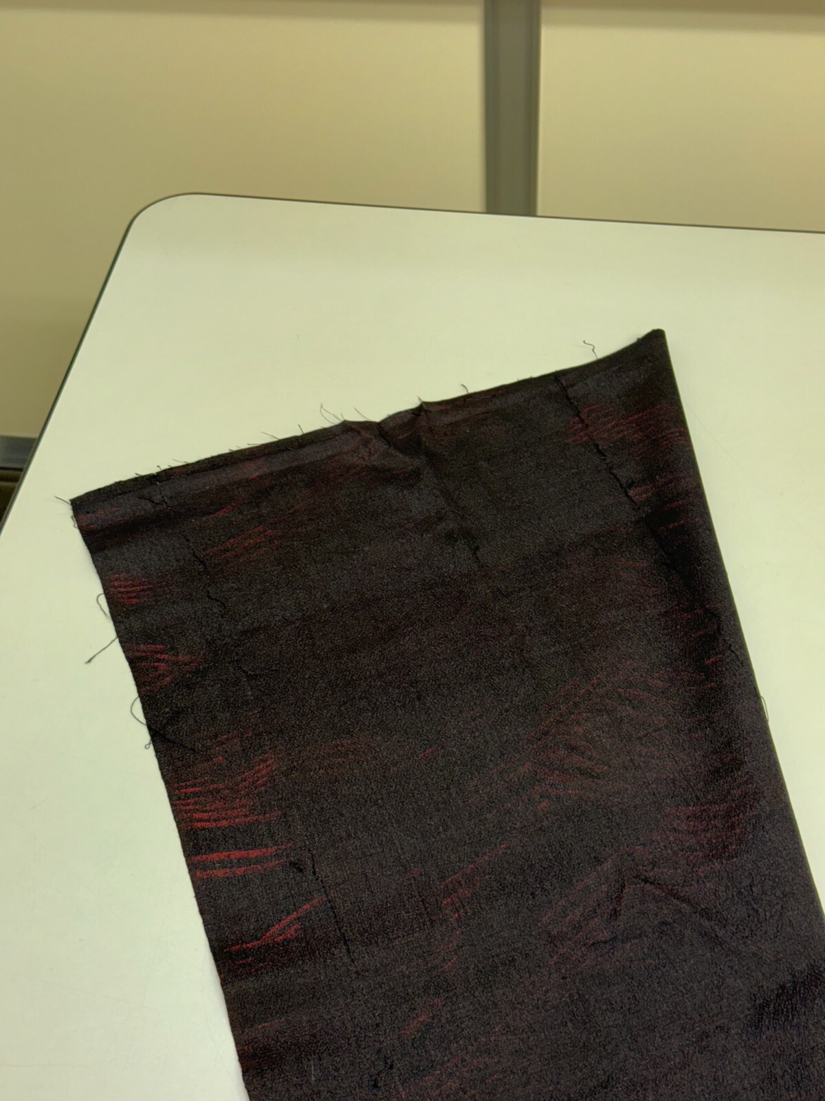 Japanese Vintage Kimono Fabric cloth Boro silk Red Black Tradition Dirt 57×7.4in