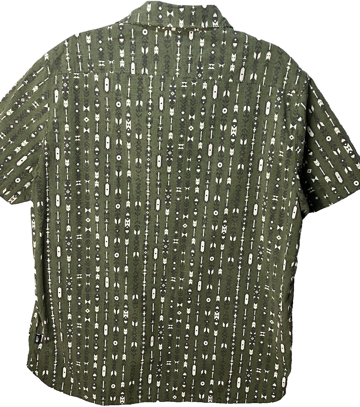 THE NORTH FACE Mens Green Aztec Print SS Cotton Poly Button Up Blend Shirt SZ XL
