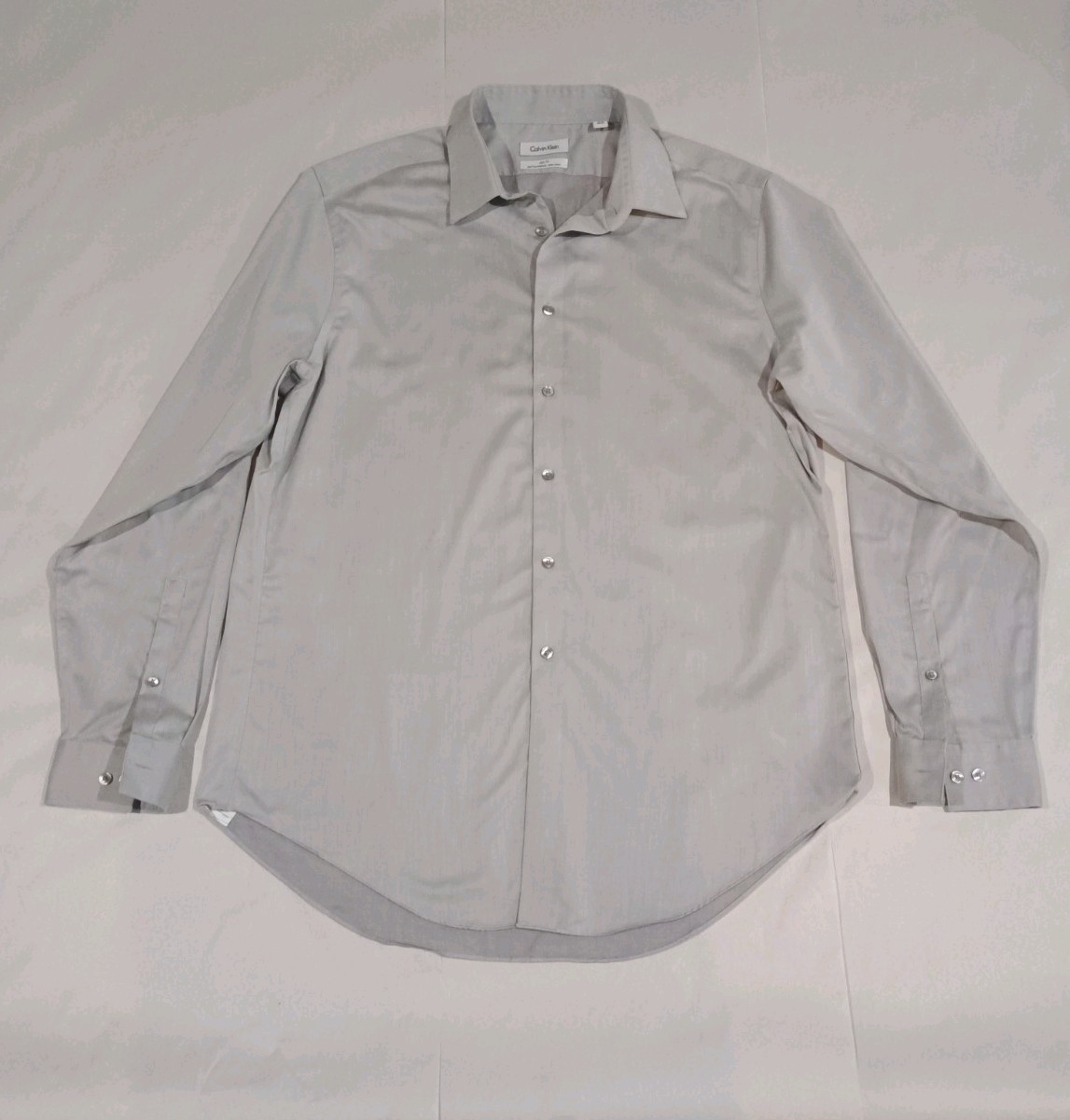 Calvin Klein Dress Shirt Mens, 16-1/2, 34/35 Slim Fit Gray Non Iron Performance