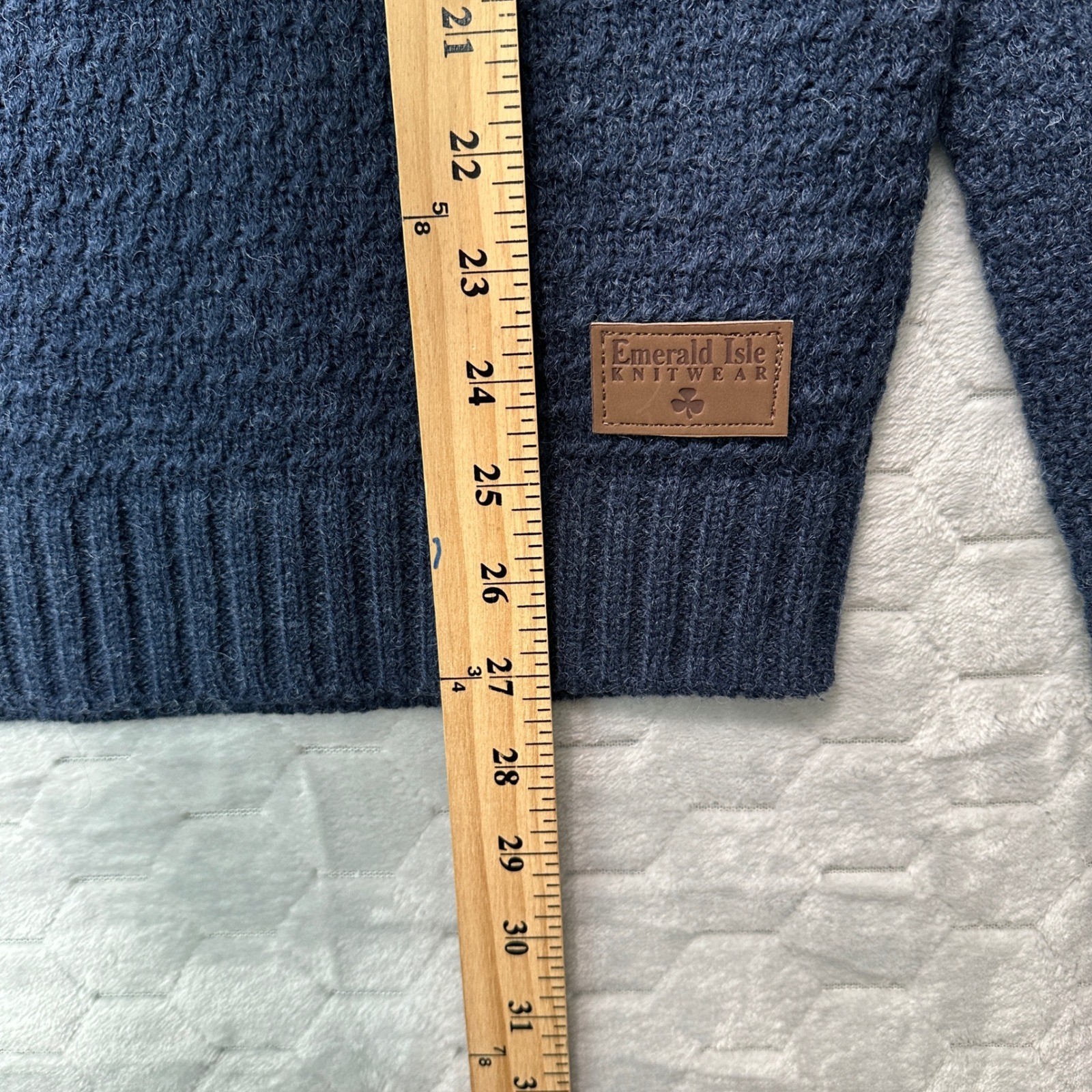 Emerald Isle Knitwear Kenmare Sweater Large Blue Wool Blend Raglan L Fisherman