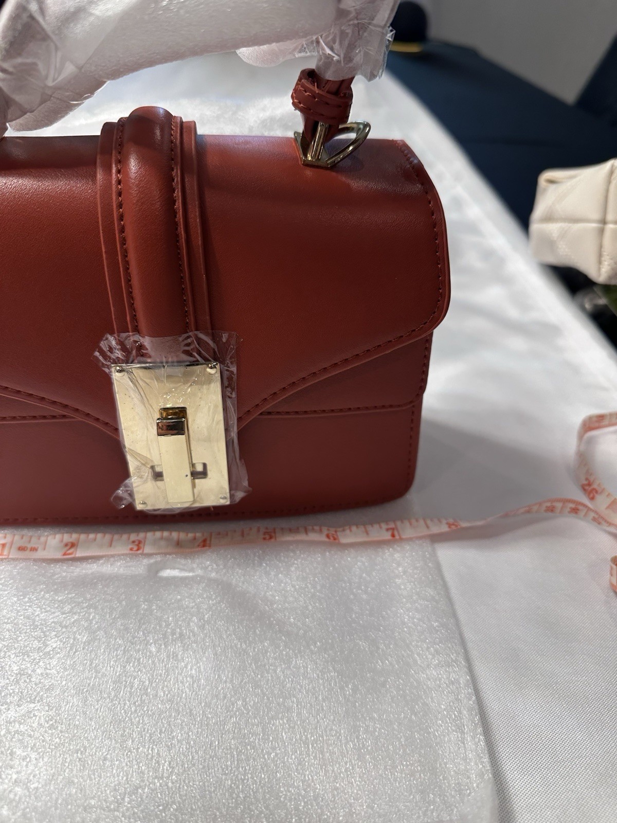 Scarleton red Small Top Handle Satchel, Push Lock Gold Hardware Zip Accents