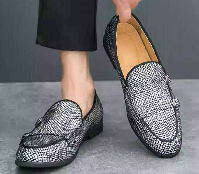 Men Dress Shoes Mens Faux Leather Flats Buckle Strap Loafers Driving Shoes size