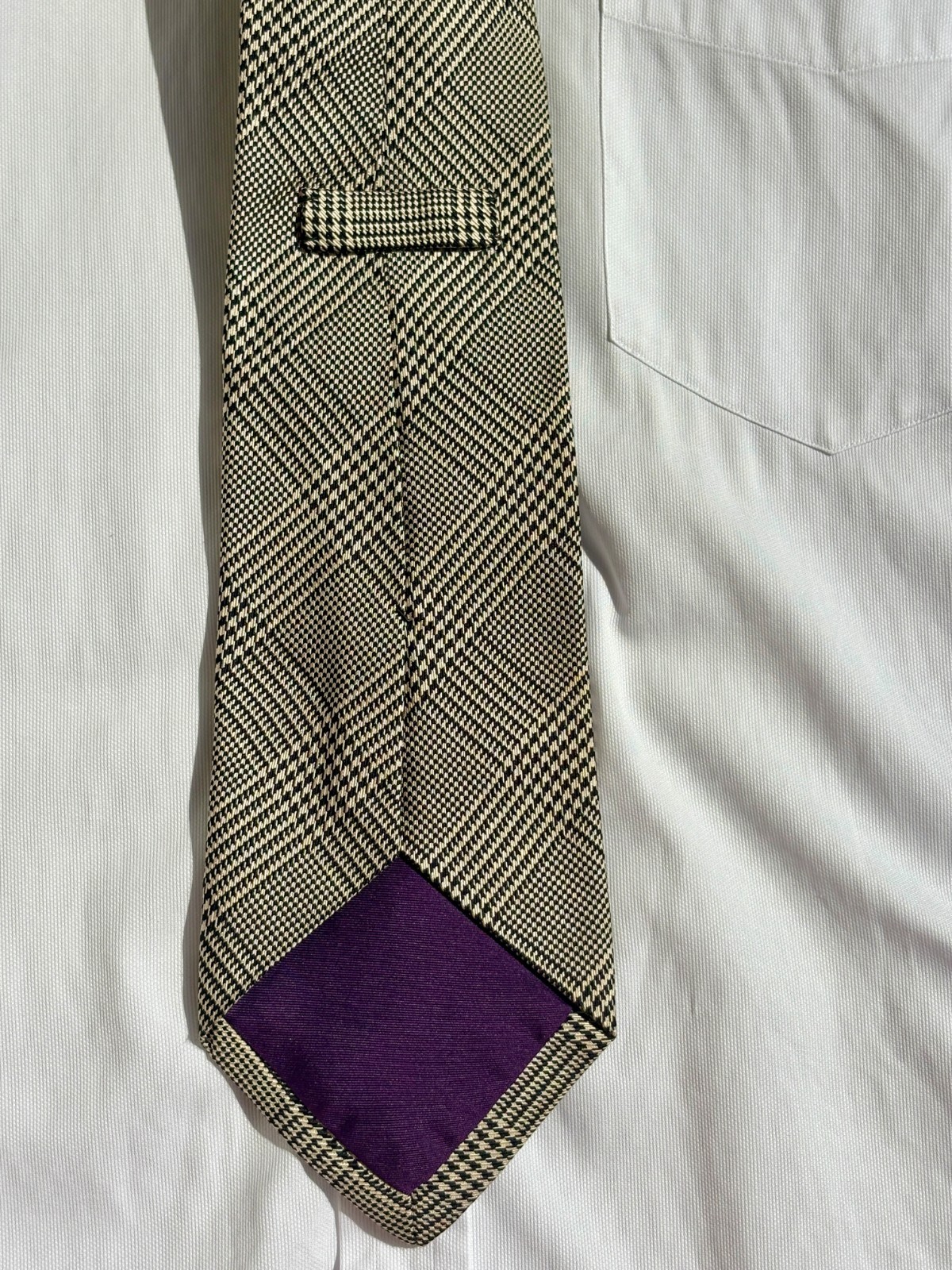 Ralph Lauren Purple Label Silver Glen Plaid Check Silk Tie – England – $235.00