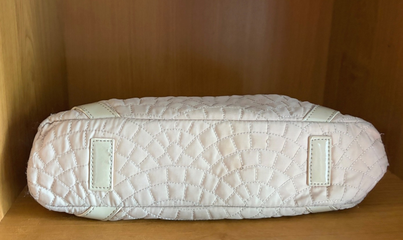 VERA BRADLEY EMMA BEIGE QUILTED NYLON TOP ZIP SHOULDER SATCHEL HANDBAG