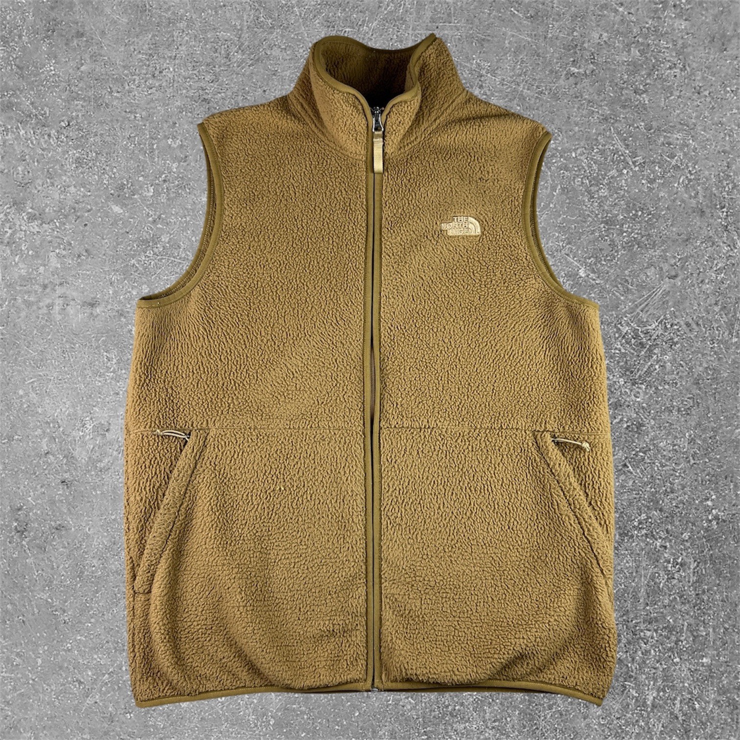 The North Face Sherpa Fleece Vest Men Large Tan Full Zip Gorpcore Outdoor Hiking