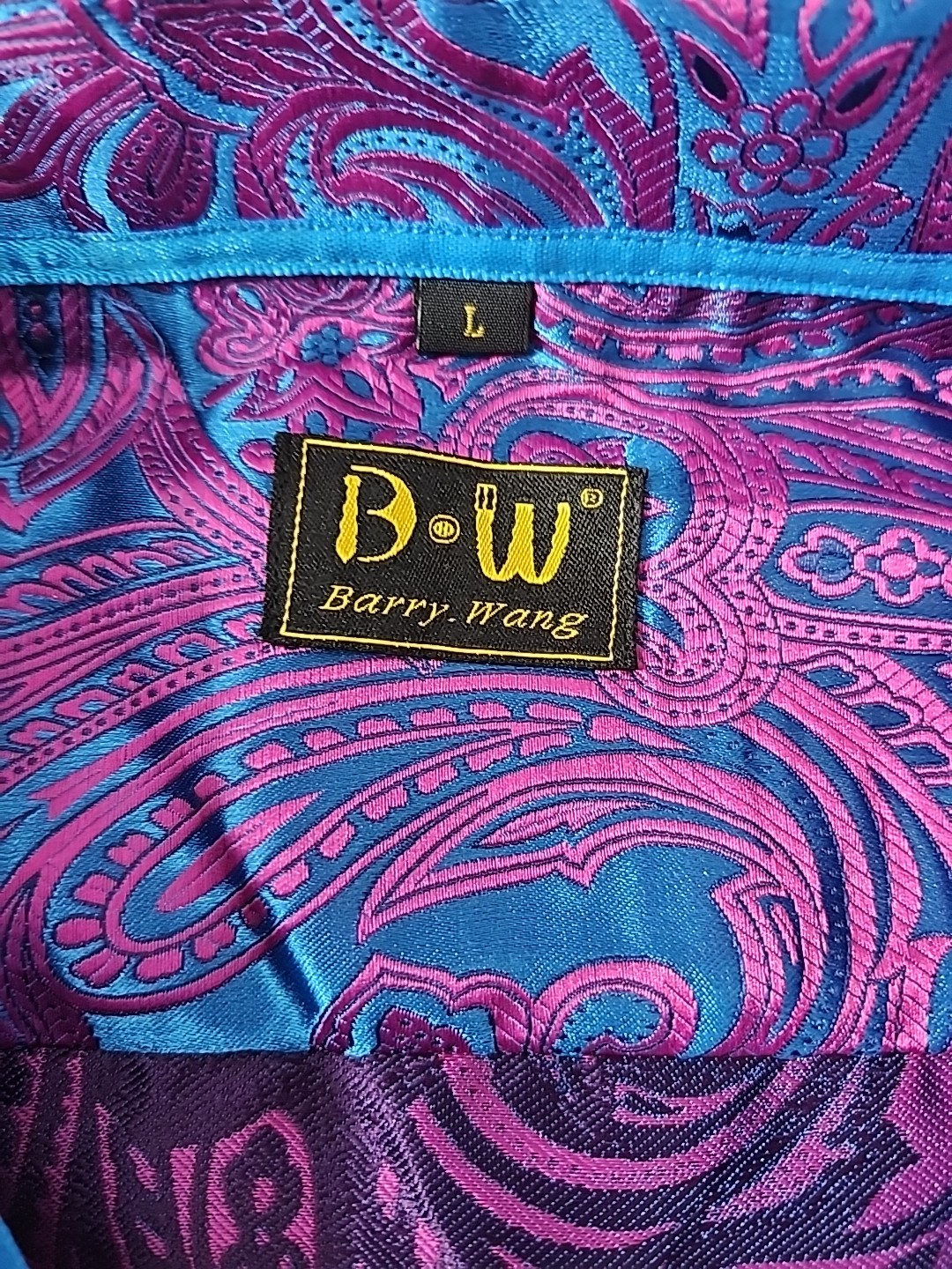 NWT Barry Wang Vibrant Paisley Long Sleeve Brocade Silk Polyester Size Large