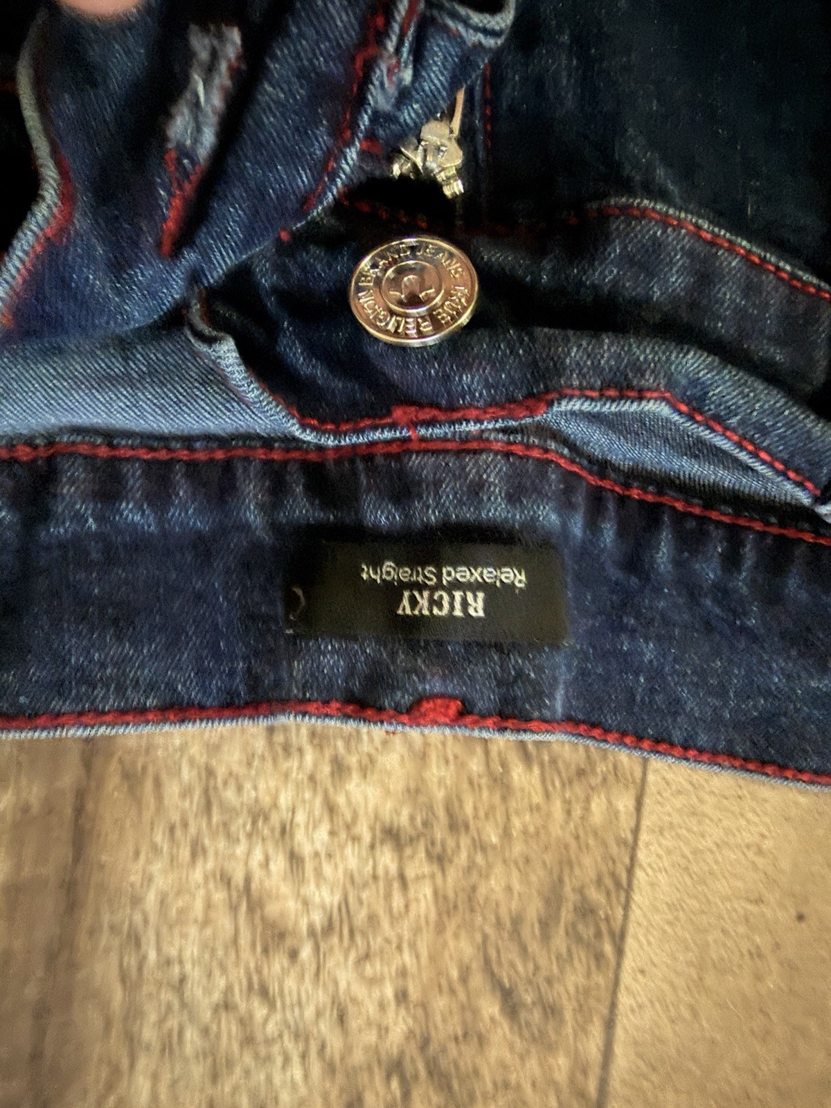 True Religion Ricky straight leg jean red stitching