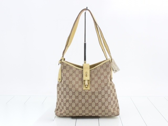 GUCCI Jackie GG Canvas Shoulder Bag Brown Beige 110291