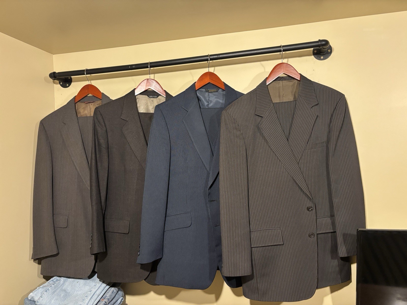 Men’s Cotton Suit Jacket Blazer Gray/Blue 44 Regular Single-Breasted Notch