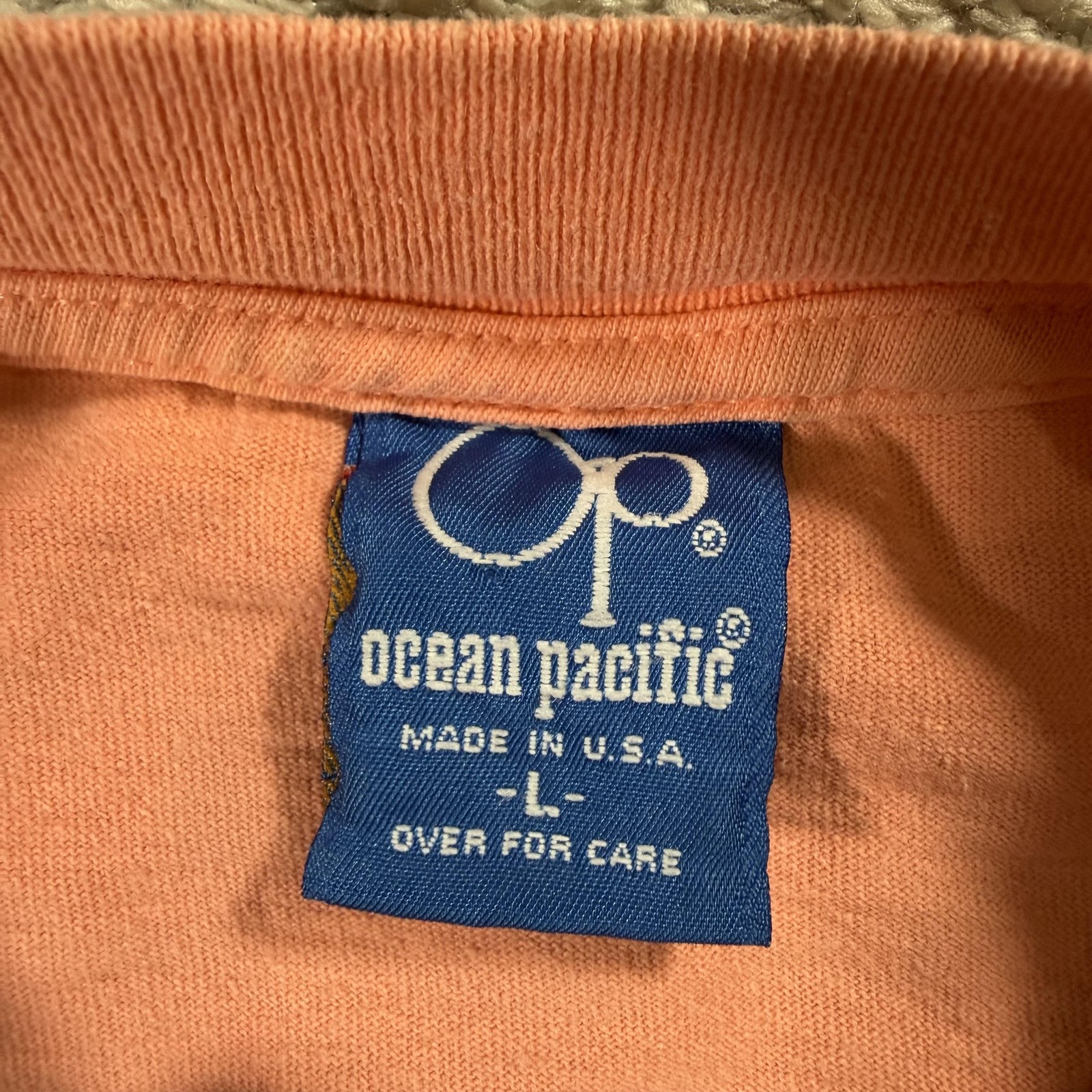 Vintage Ocean Pacific Shirt Mens Large Pink Windsurf Surf Graphic 80s 1989 USA