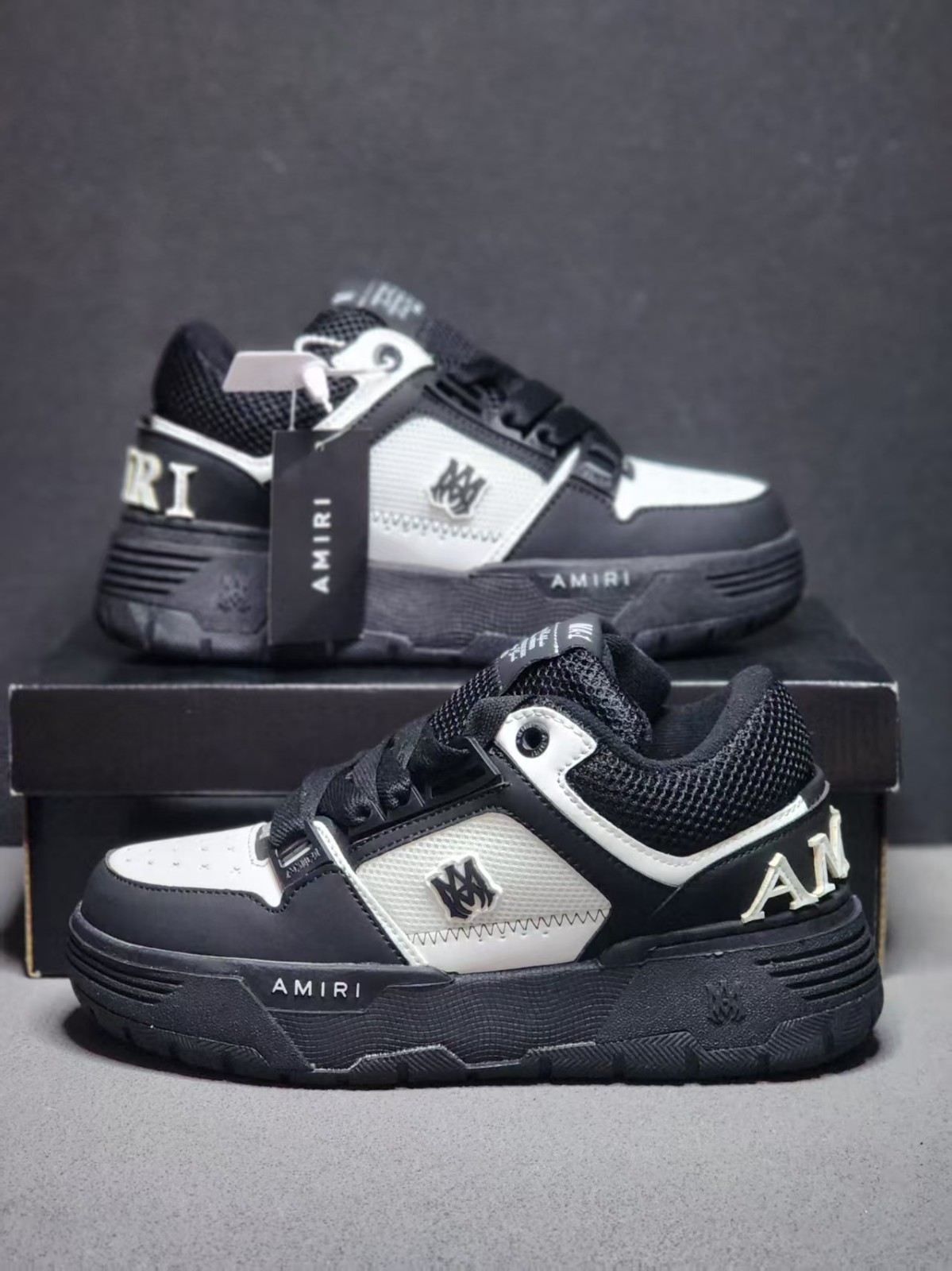 Amiri MA-1 Black White Mesh Panel Skate Sneaker Chunky Platform Rubber Sole 10
