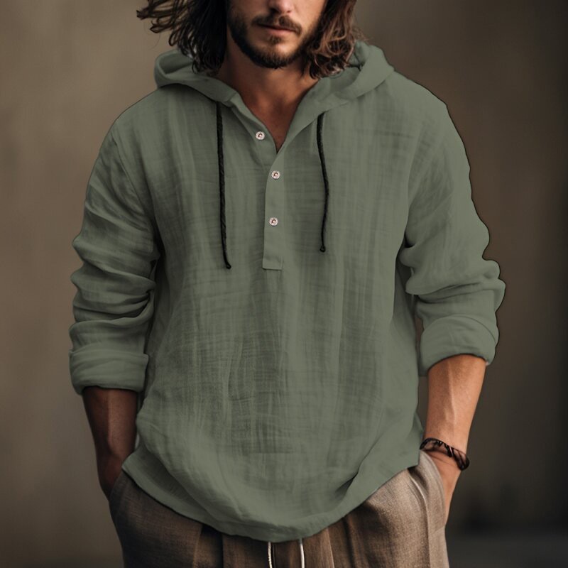 New Wish Cotton Linen Shirt Hooded Sweater Long Sleeve Hooded Casual Daily Cloth