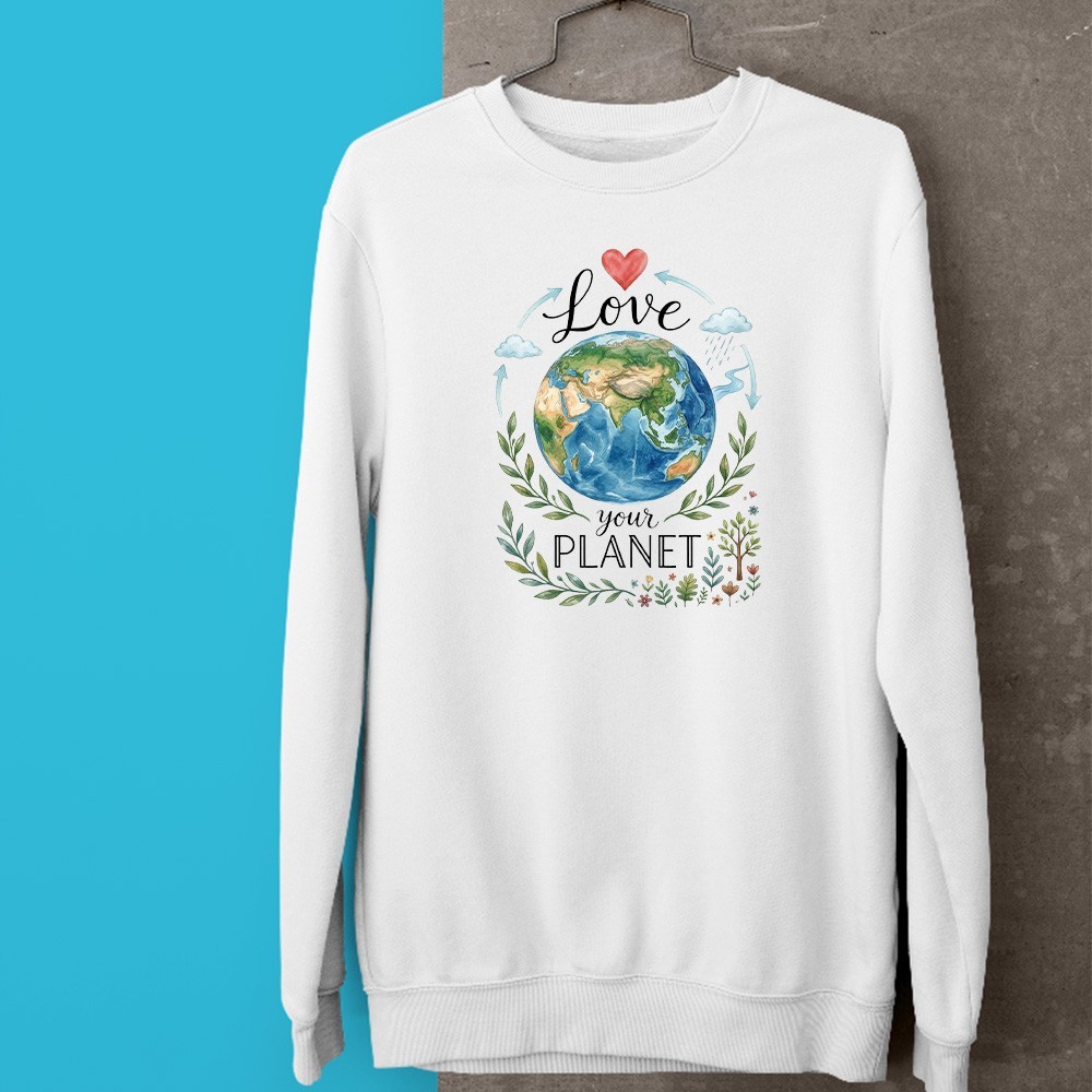 Love Your Planet Sweatshirt Earth Day Eco Friendly Global Awareness Gift