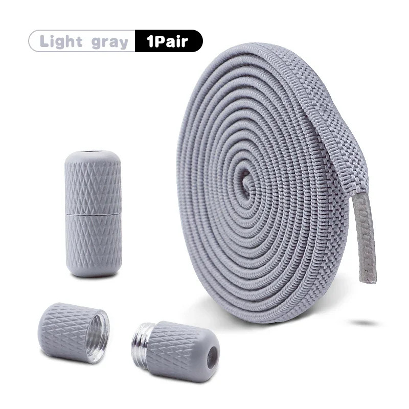 1/2 Pair Flat Elastic Shoe Laces Kids Adult Quick Shoelace Metal Capsule Buckle