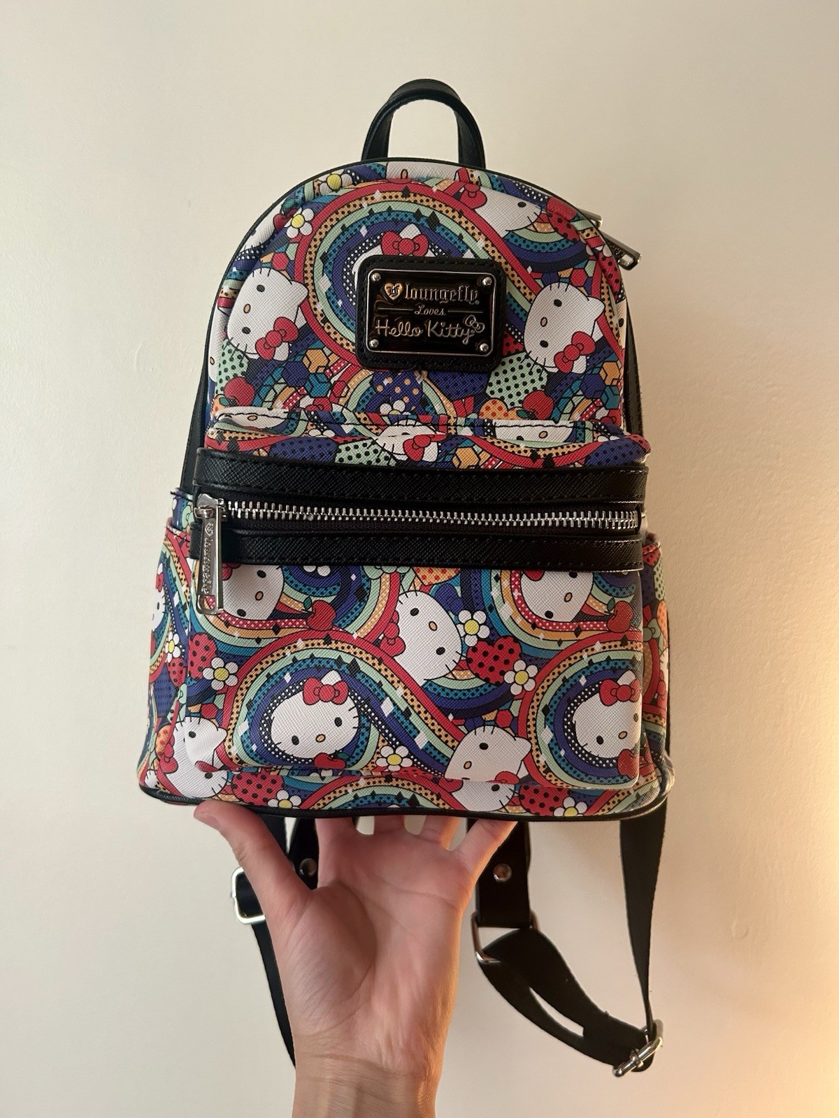 Loungefly Sanrio Hello Kitty Rainbow Abstract Mini Backpack Pop Art Hearts Bag