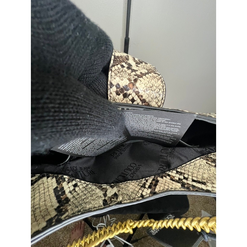 Versace Jeans Couture Snake Print Gold Chain Shoulder Bag 71VA4BF5 NWT