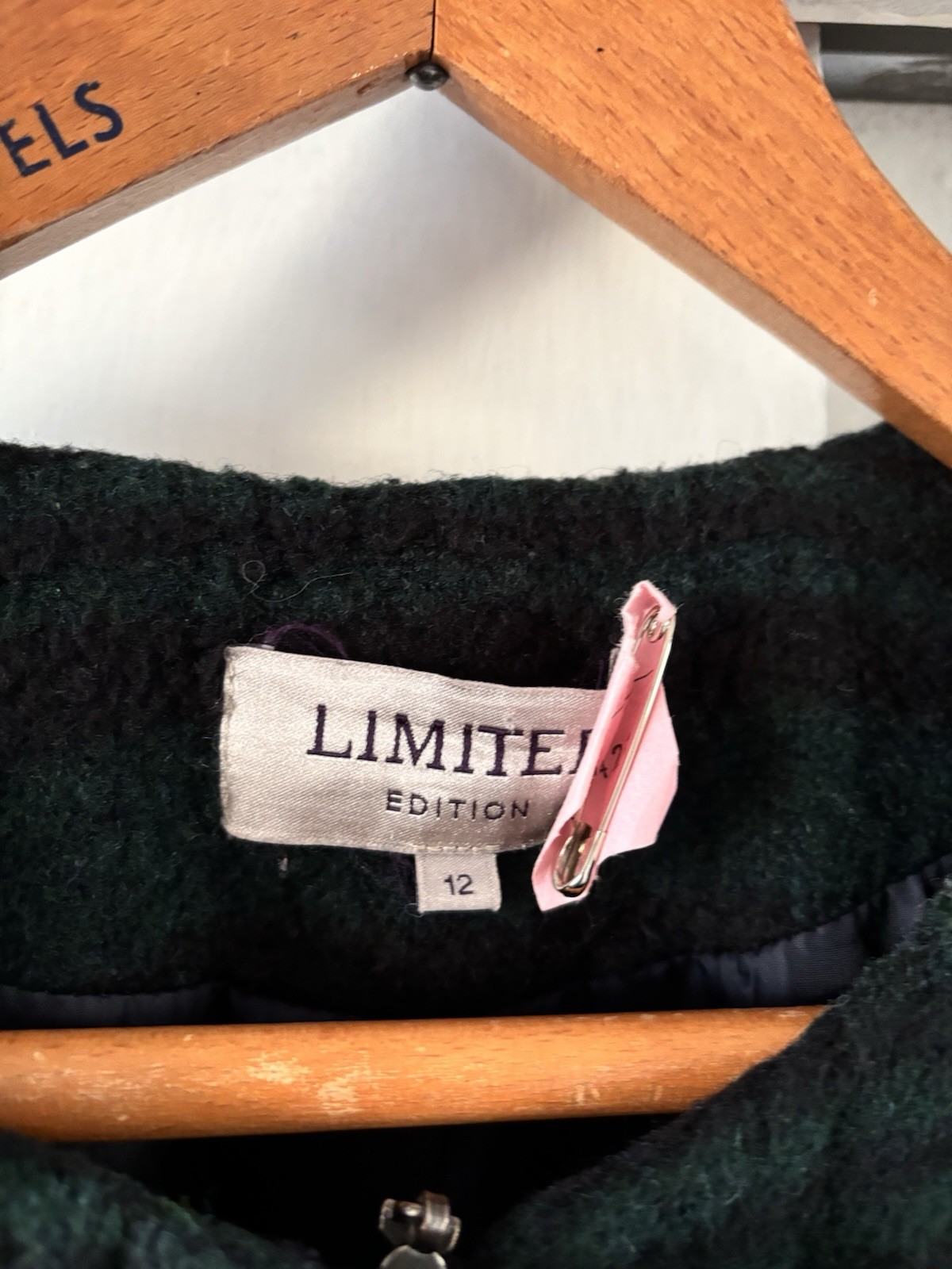 Marks & Spencer Coat 12 Navy Blue Green Plaid Tartan Check Wool Mix Winter READ