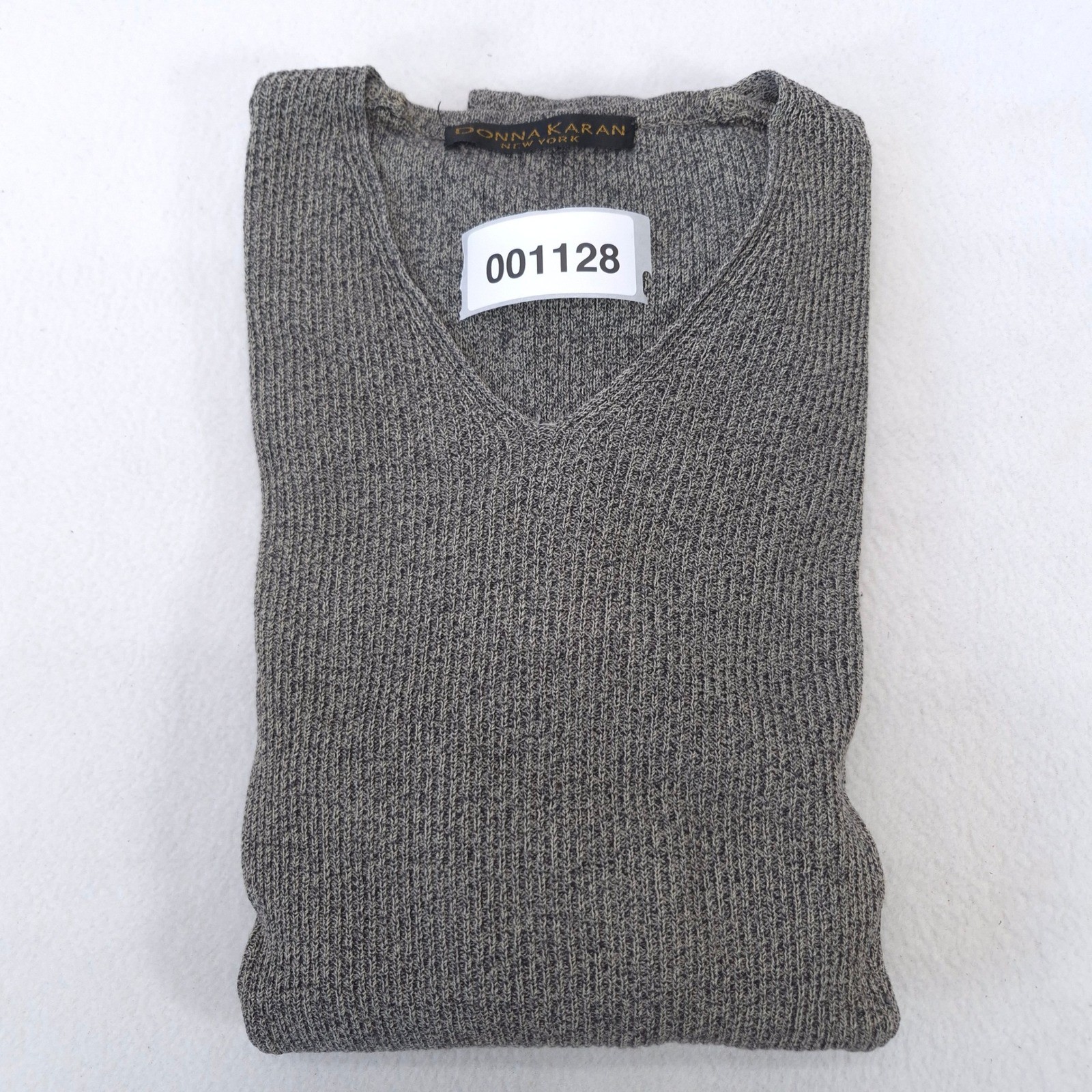 Donna Karan Vintage Gray Ribbed Knit Sweater 90s Minimalist Designer Small