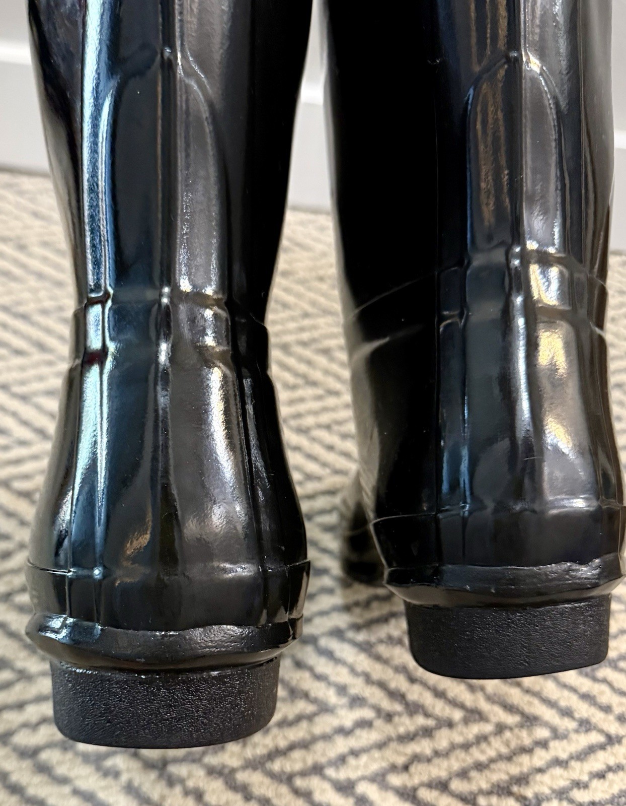Hunter Womens 11 Boots Original Tall Back Rubber Wellies Shoes – Gloss Black New