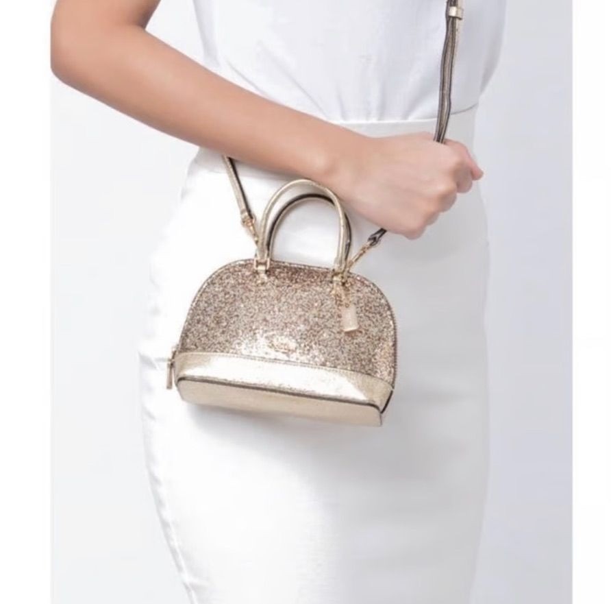 Coach Glitter Micro Mini Sierra Satchel Crossbody Gold OS