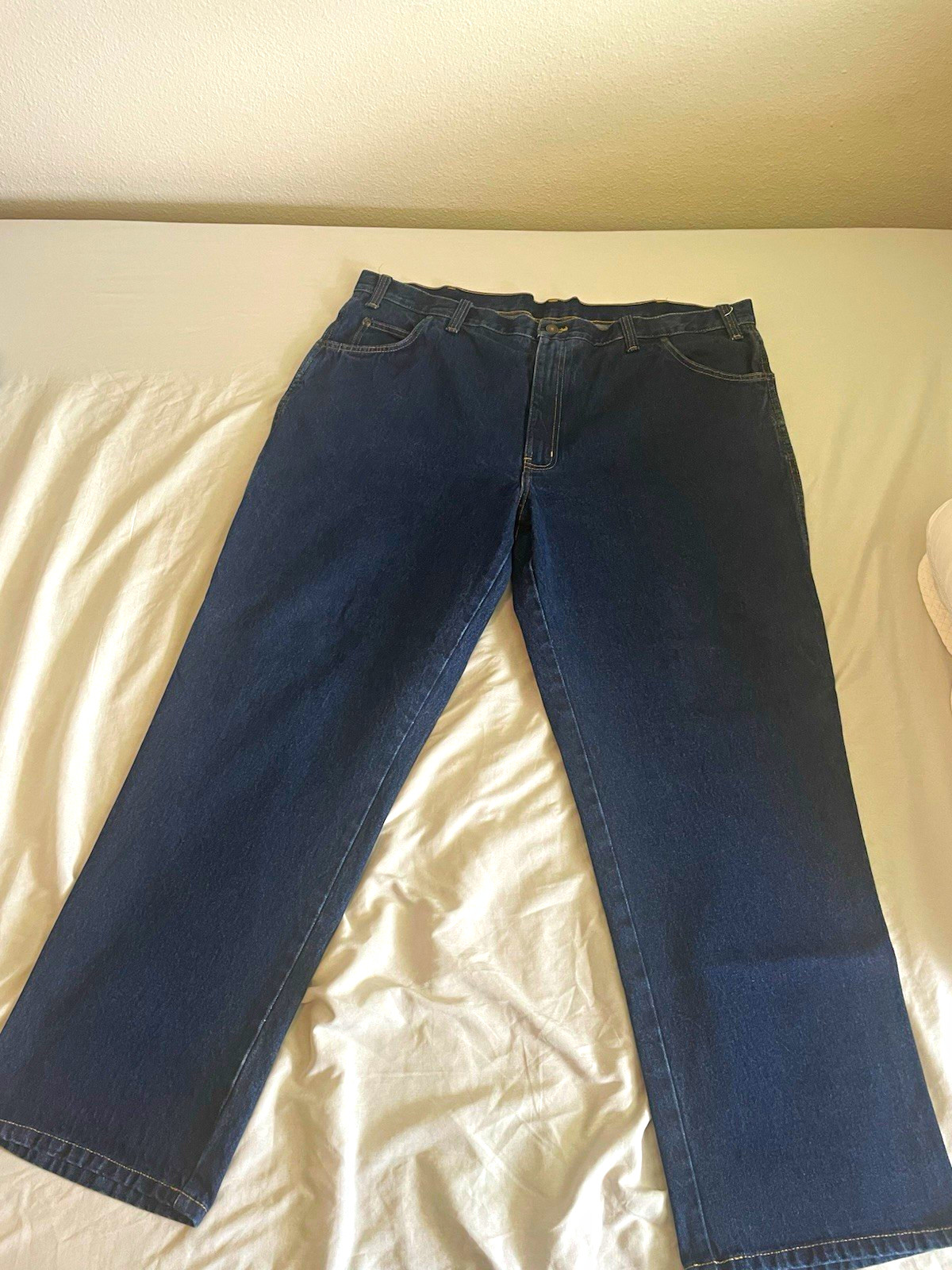 Cintas 394 Blue Denim Work Pants Men’s 44×32 Cotton Construction Workwear