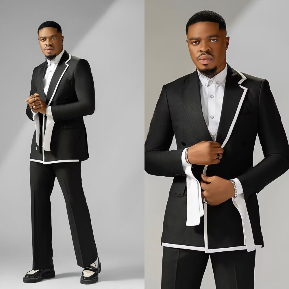 2 Pcs Fashion Black Men’s Suits Wedding Formal Business Party Men Blazers
